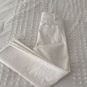 Mother Denim The Hustler Ankle Fray Women's White Jeans